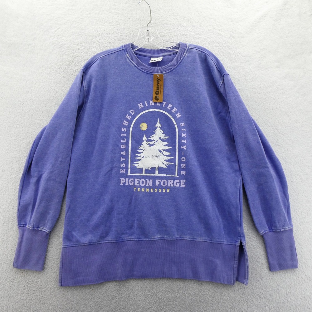Ouray Sweatshirt Women Medium Pigeon Forge Tennessee Purple Vintage Wash Graphic